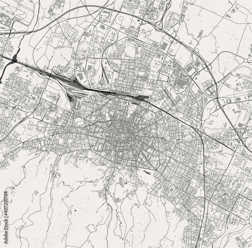 map of the city of Bologna, Emilia-Romagna, Italy