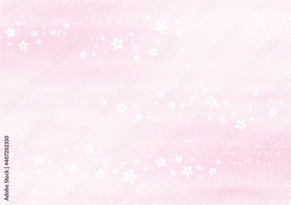 桜吹雪　春のイメージイラスト　背景素材（ピンク）