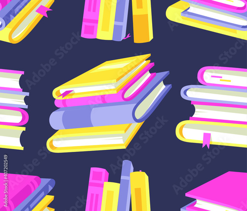 Seamless Pattern with Cartoon drawing book for Student. Hand drawn school object. Actual Vector illustration about Reading. Creative art work 