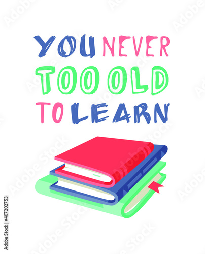Cartoon drawing book for Student and Quote. Hand drawn school object and Text. Actual Vector illustration about Reading. Creative art work 