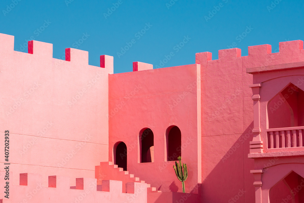 Detail view of the pink castle at Zhangzhou, Fujian province, China. Detail view of the pink castle at Zhangzhou, Fujian province, China.