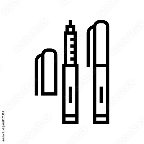 insulin portable pen syringe line icon vector. insulin portable pen syringe sign. isolated contour symbol black illustration