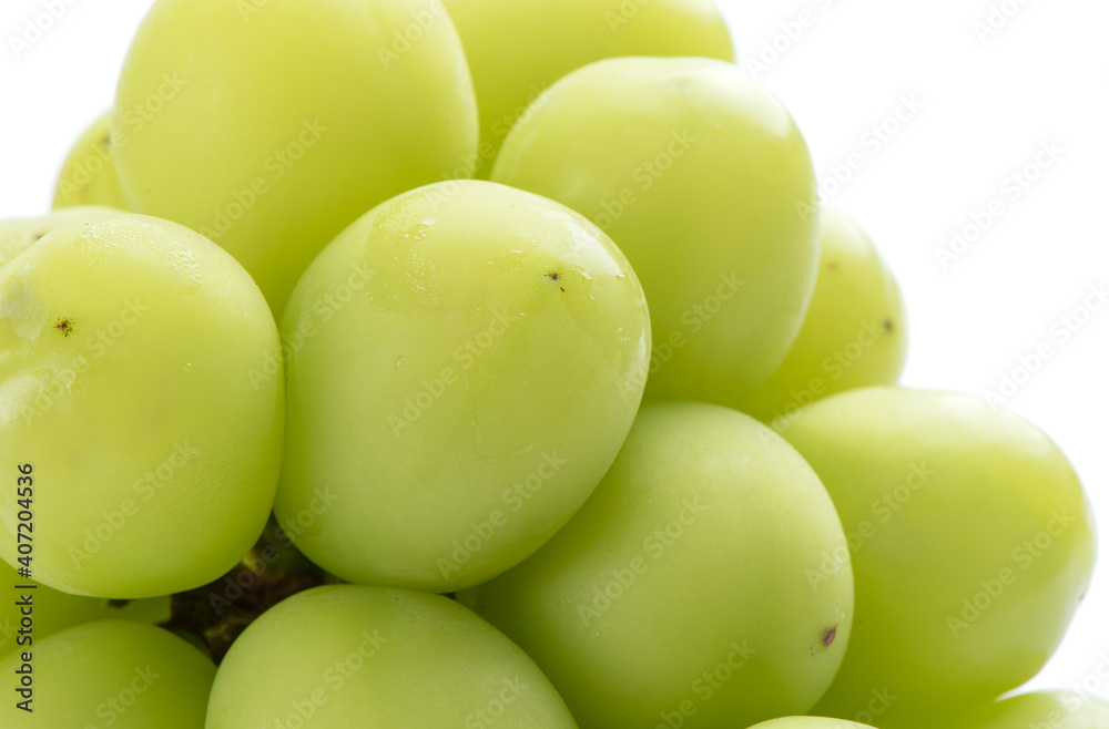 Beautiful a bunch of Shine Muscat green grape isolated on white background. Beautiful a bunch of Shine Muscat green grape isolated on white background.