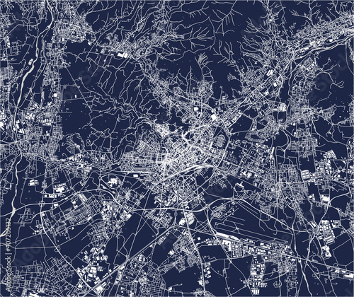 map of the city of Bergamo, Lombardy, Italy
