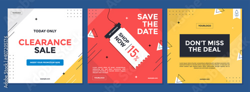 Sale square banner template for social media posts, mobile apps, banners design, web or internet ads. Trendy geometric abstract square template.