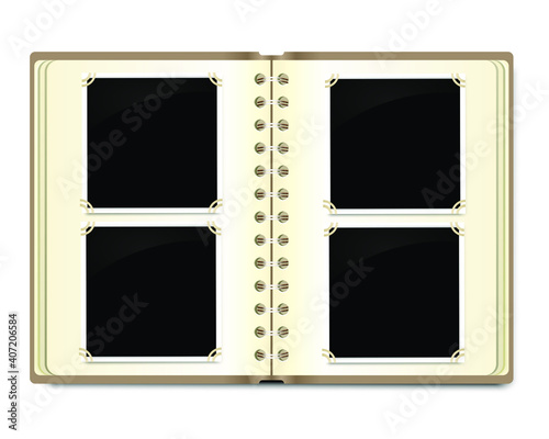 Realistic photo frames. Vintage empty photos frame with adhesive tapes. Images on wall, retro memory album. White blank square old card for photograph memories vector template.