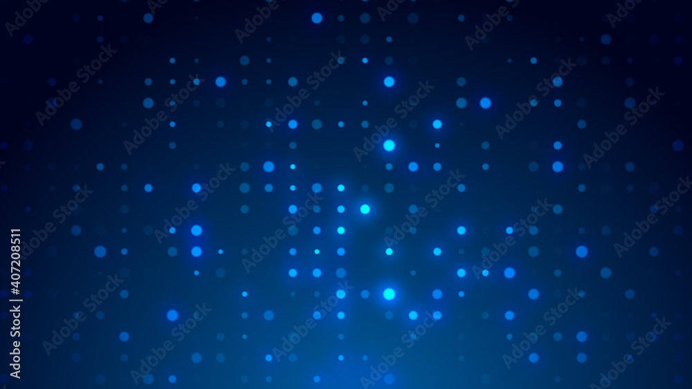 Obraz premium Dot white blue pattern screen led light gradient texture background. Abstract technology big data digital background. 3d rendering.