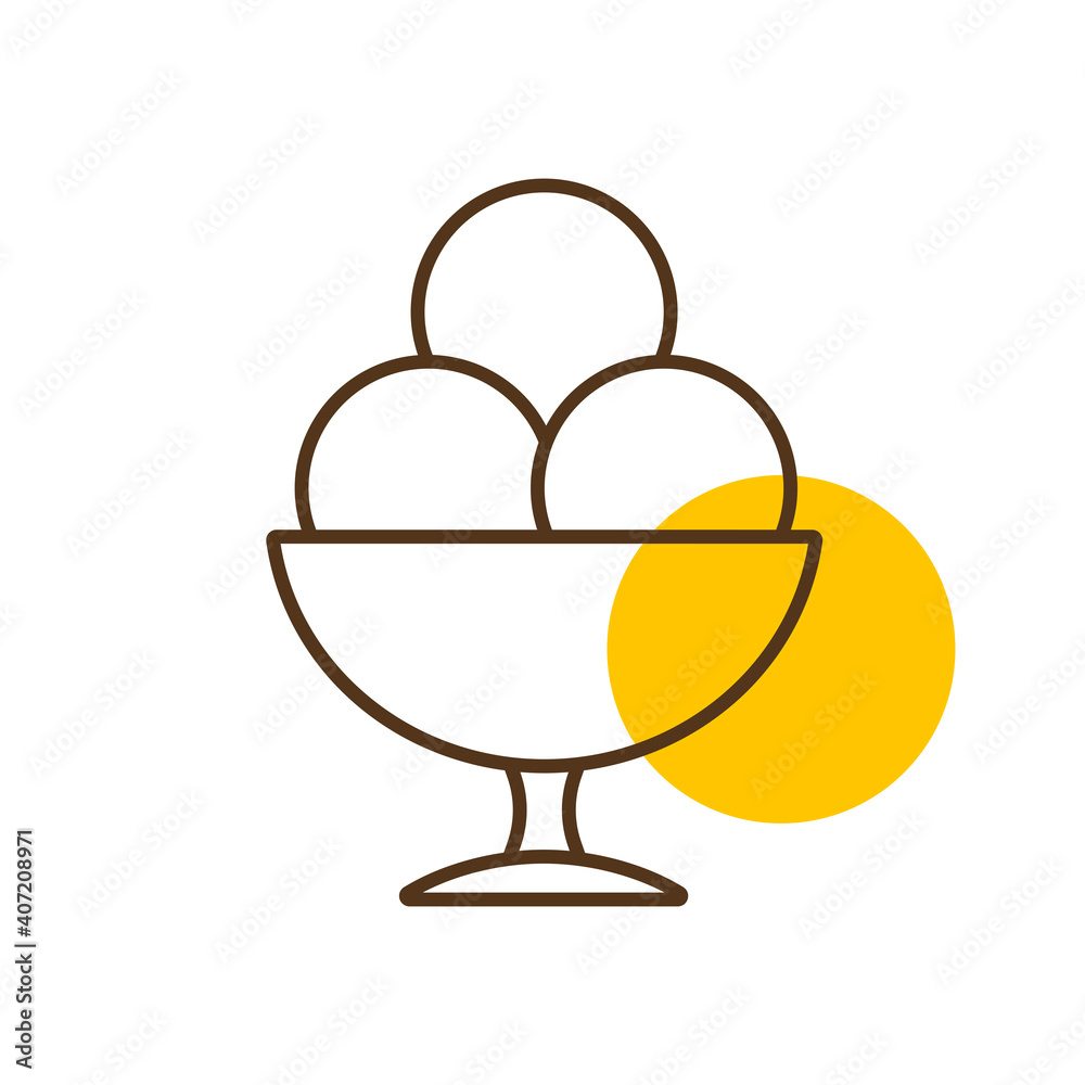Ice-cream balls in bowl vector icon. Fastfood sign Ice-cream balls in bowl vector icon. Fastfood sign