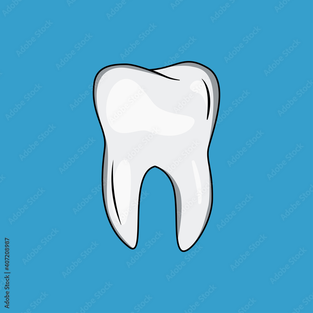 Tooth vector isolated on blue background Tooth vector isolated on blue background