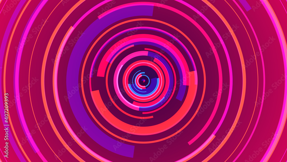 Circle pink neon lines technology Hi-tech blue background. Abstract graphic digital future concept design.