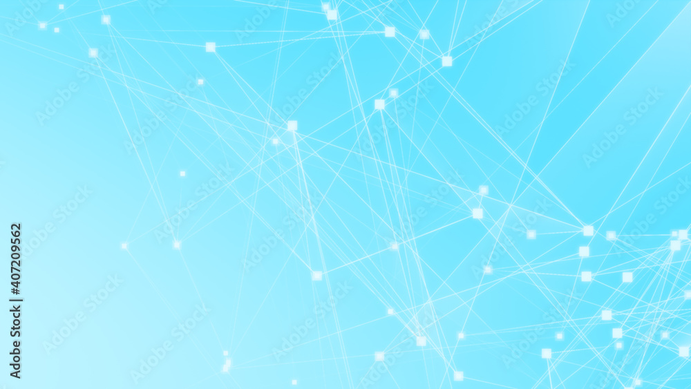 Fototapeta premium Abstract blue white polygon tech network with connect technology background. Abstract dots and lines texture background. 3d rendering.