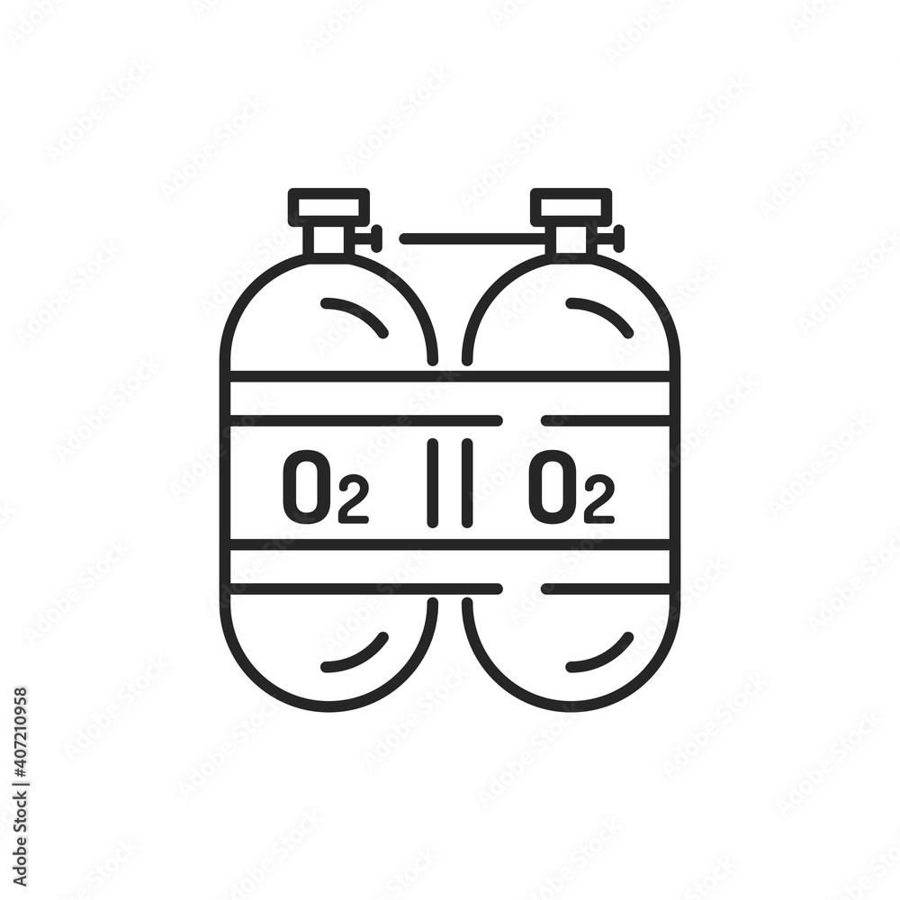 Oxygen cylinders color line icon. Editable stroke. Oxygen cylinders color line icon. Editable stroke.