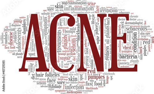 Acne vector illustration word cloud isolated on a white background.