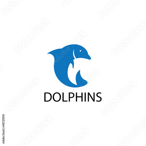 dolphin logo simple color circle design vector illustration