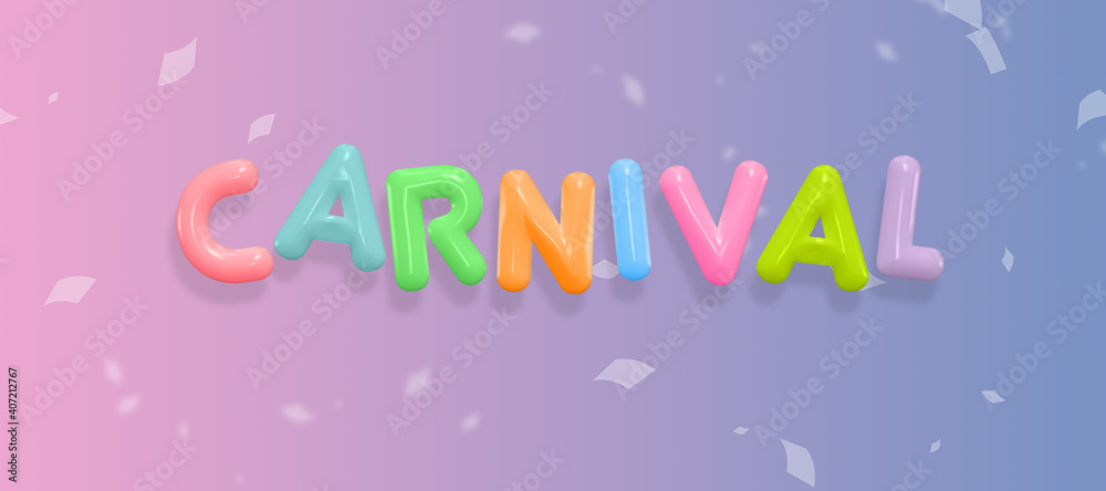 Carnival glossy script banner on a abstract background with confetti Carnival glossy script banner on a abstract background with confetti