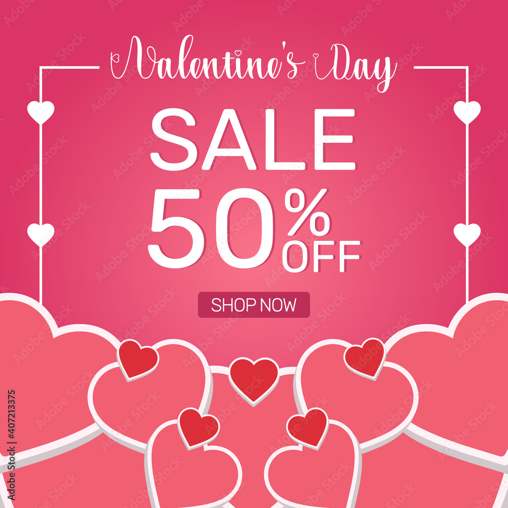 Flat valentine's day sale template vector illustration.