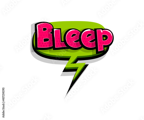 Lettering bleep, beep. Comic text logo sound effects. Vector bubble icon speech phrase, cartoon font label, sounds illustration. Comics book funny text.