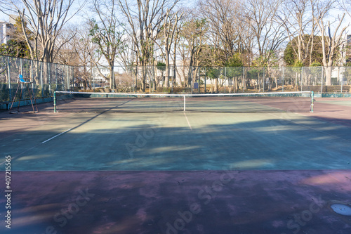  Tennis court in a pubic park, Japan © qwerty_photo