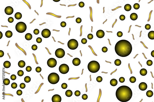 Seamless pattern of figurines and balls on a white background