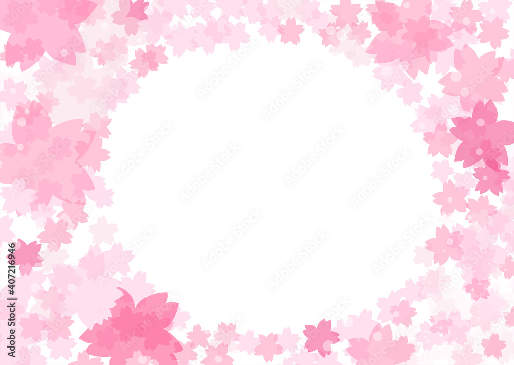 華やかな桜のフレーム01（白背景）