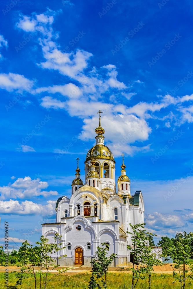 Fototapeta premium Orthodox church of All Saints in the land of Russia who shone. City Stupino, Moscow region. Russia.