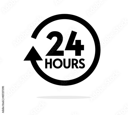 24 hours open icon or working service label sticker vector, all day open shop info logo sign isolated