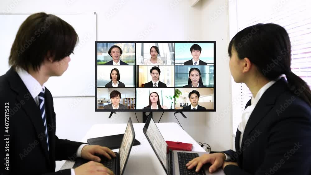 テレワーク オンライン会議 イメージ 男女11人 テレワーク オンライン会議 イメージ 男女11人