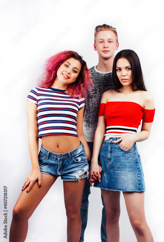 company of hipster guys, blonde boy and girls students having fun, diverse nation people lifestyle company of hipster guys, blonde boy and girls students having fun, diverse nation people lifestyle