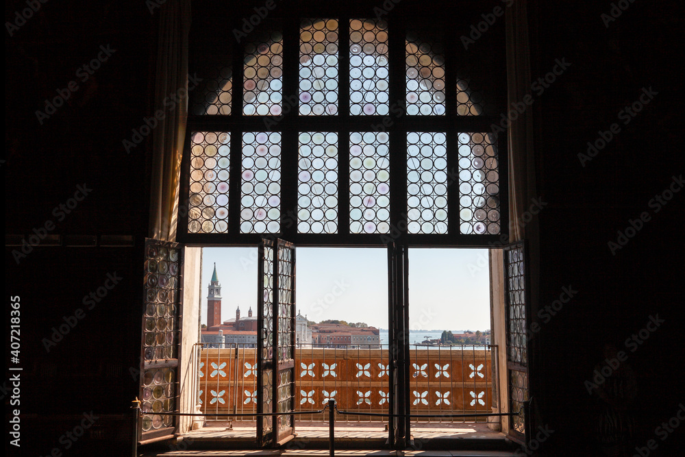 Italy/Venice/Look through a window in the Doge's Palace (Palazzo Ducale),