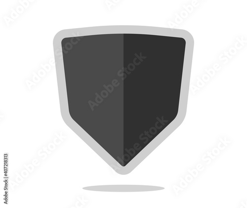 Shield protection icon vector isolated, secure privacy black and white pictogram emblem, guard and defence silhouette shape element template empty blank, guarantee sign idea modern design clipart