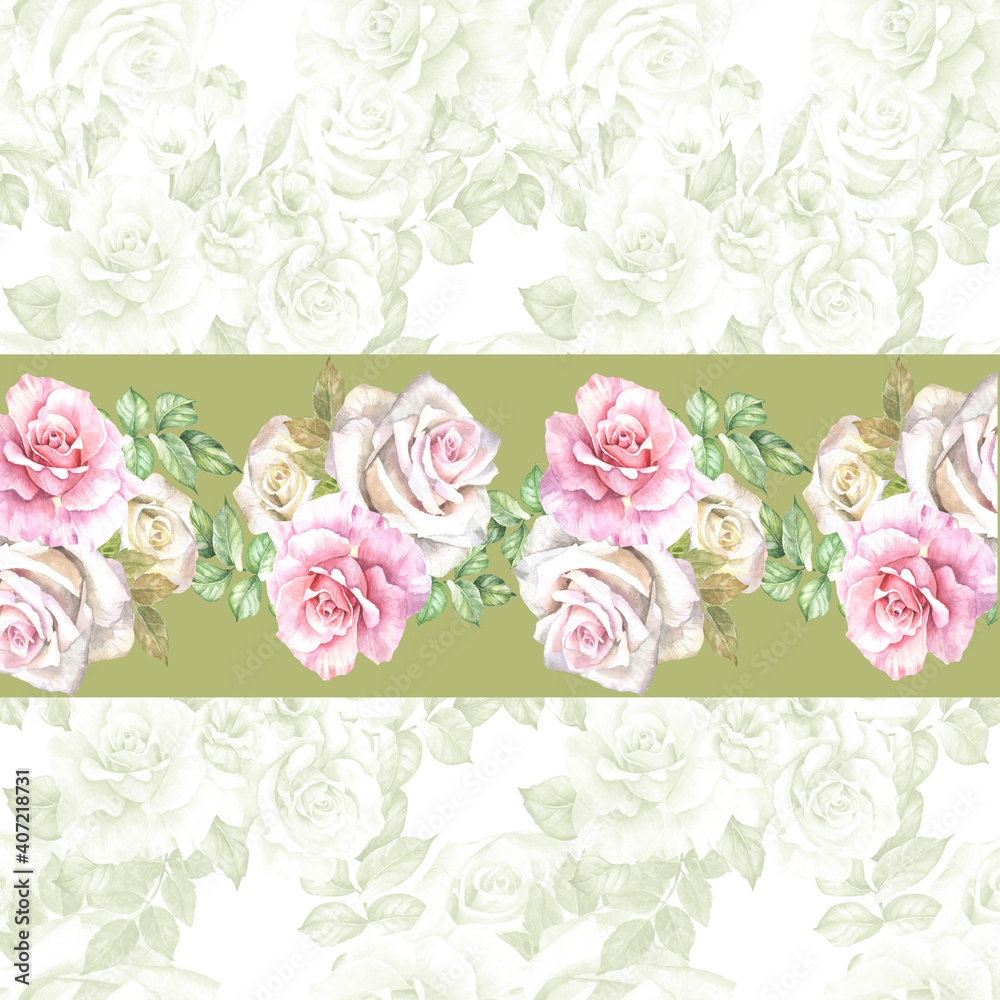 background with roses.watercolor flowers