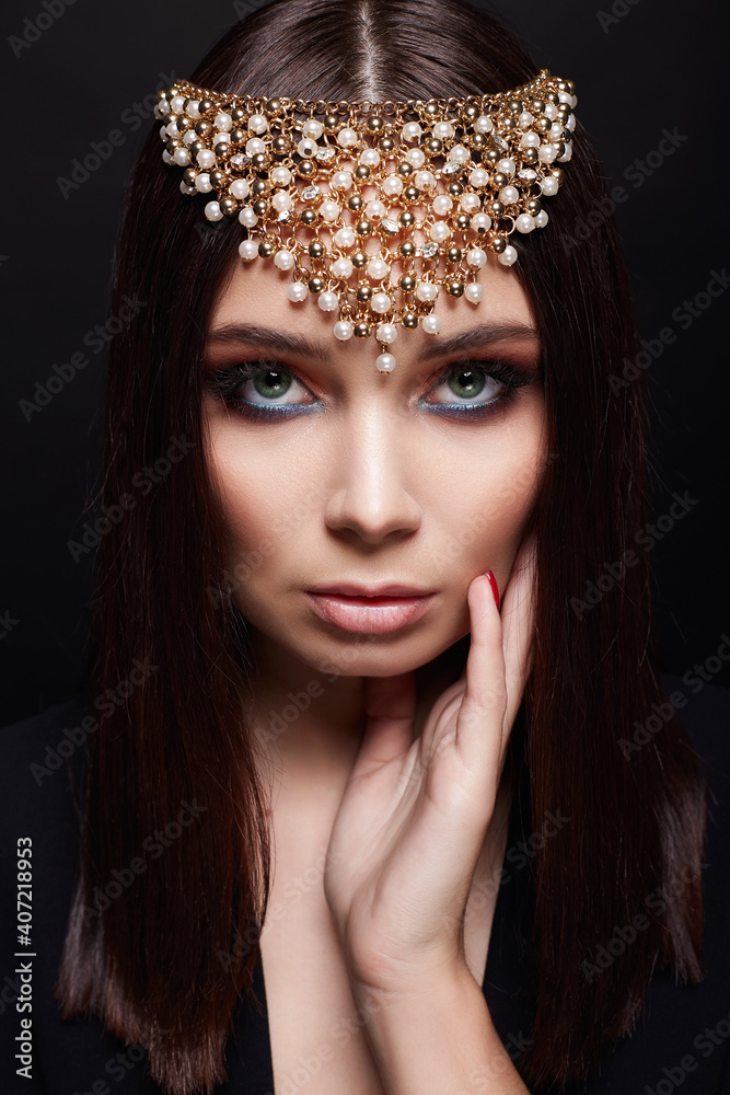 fashion portrait of Beautiful sexy woman in jewelry fashion portrait of Beautiful sexy woman in jewelry