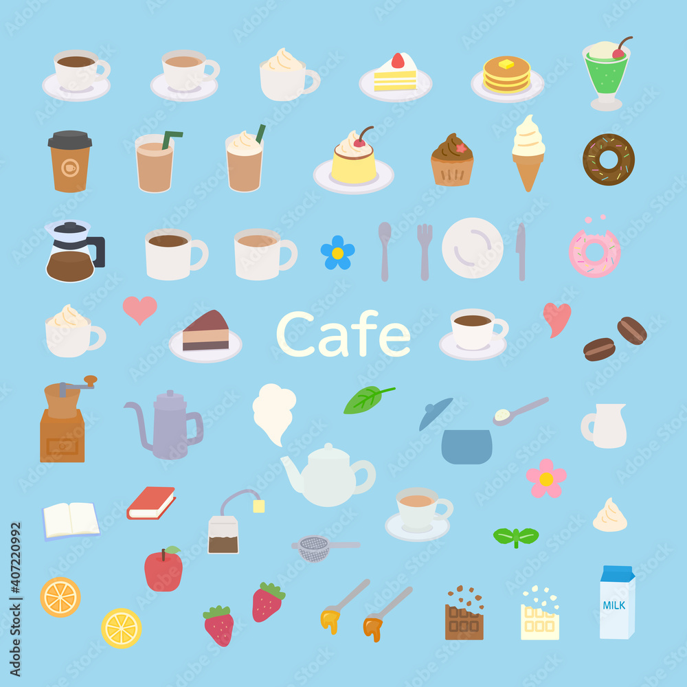 カフェのアイコンセット フラット カフェのアイコンセット フラット