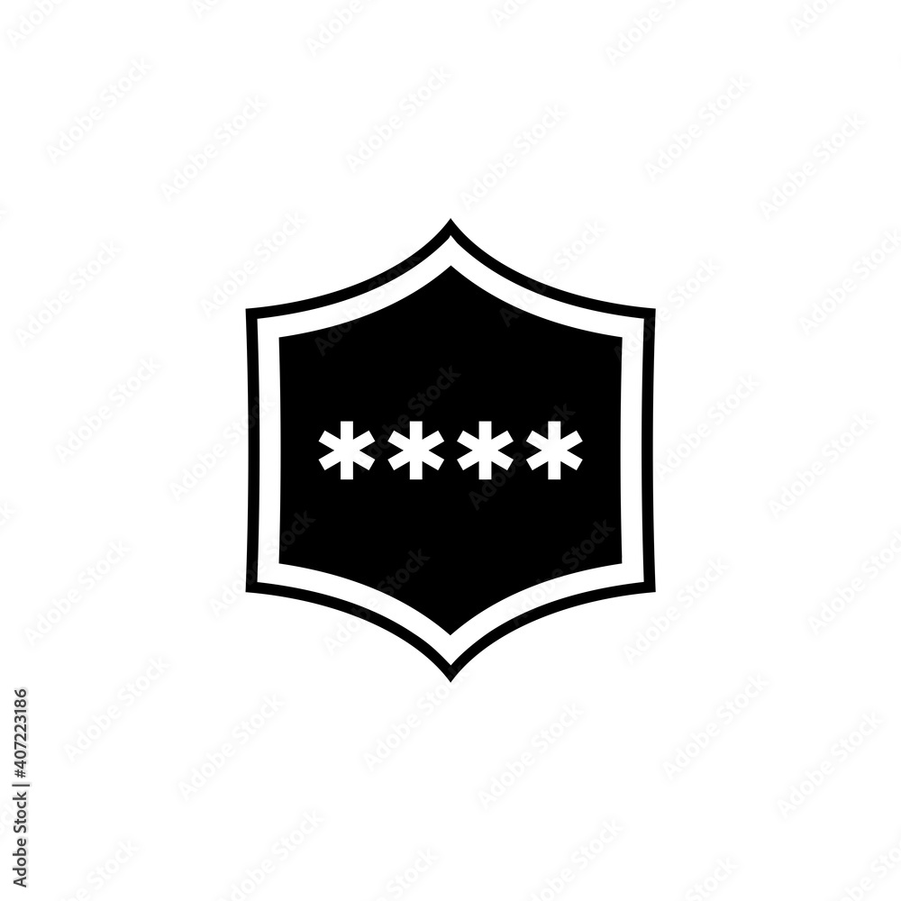 Security shield icon. Shield with password symbol isolated on white background