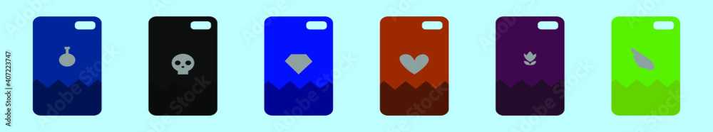 set of phone case pattern cartoon icon design template with various models. vector illustration isolated on blue background set of phone case pattern cartoon icon design template with various models. vector illustration isolated on blue background