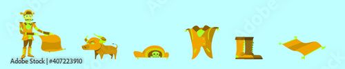 set of matador cartoon icon design template with various models. vector illustration isolated on blue background