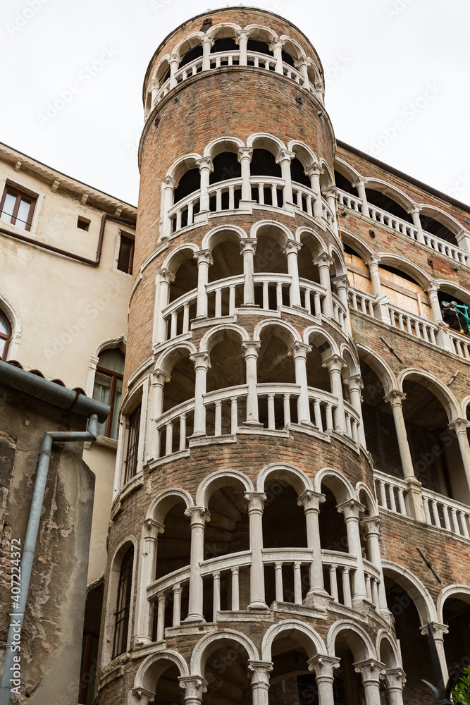 Beautiful Palazzo Contarini del Bovolo, best known for the external spiral staircase, Venice, Italy