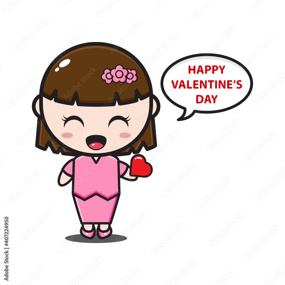 cute girl say happy valentine day cute girl say happy valentine day