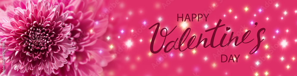 Valentine's Day. Romantic banner. Decoration of beautiful flowers