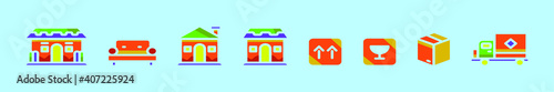 Fototapeta Naklejka Na Ścianę i Meble -  set of movers cartoon icon design template with various models. vector illustration isolated on blue background