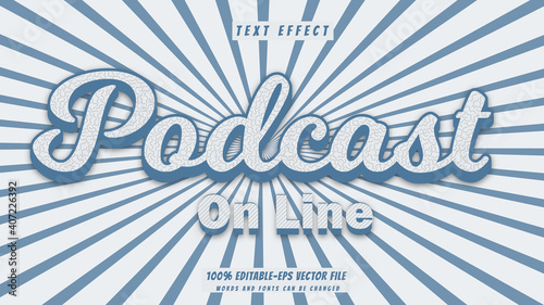 podcast text effect design vector