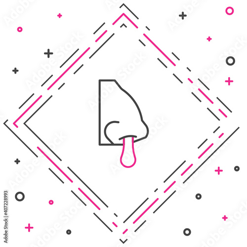 Line Runny nose icon isolated on white background. Rhinitis symptoms, treatment. Nose and sneezing. Nasal diseases. Colorful outline concept. Vector.