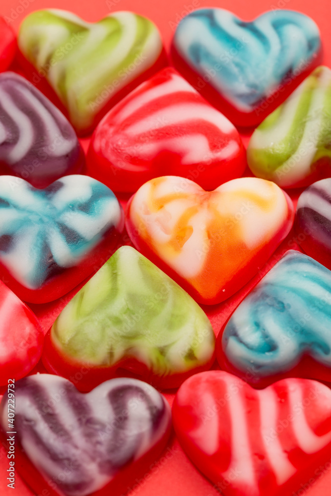 Multi-color heart-shaped delicious candy bars