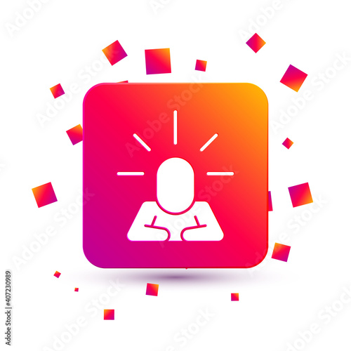 White Depression and frustration icon isolated on white background. Man in depressive state of mind. Mental health problems. Square color button. Vector.