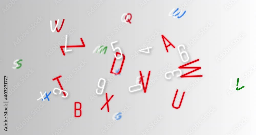 Digital animation of changing numbers and alphabets moving against white background Digital animation of changing numbers and alphabets moving against white background
