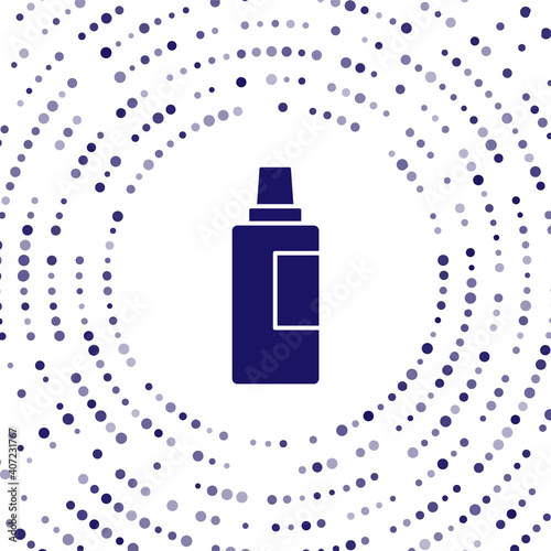 Blue Plastic bottle for laundry detergent, bleach, dishwashing liquid or another cleaning agent icon isolated on white background. Abstract circle random dots. Vector.