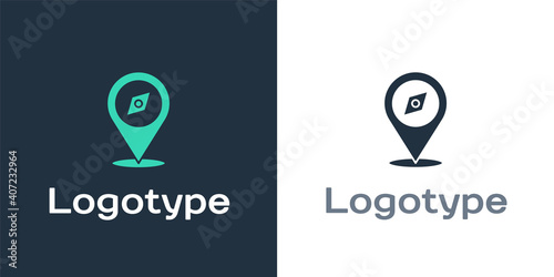 Logotype Compass icon isolated on white background. Windrose navigation symbol. Wind rose sign. Logo design template element. Vector.
