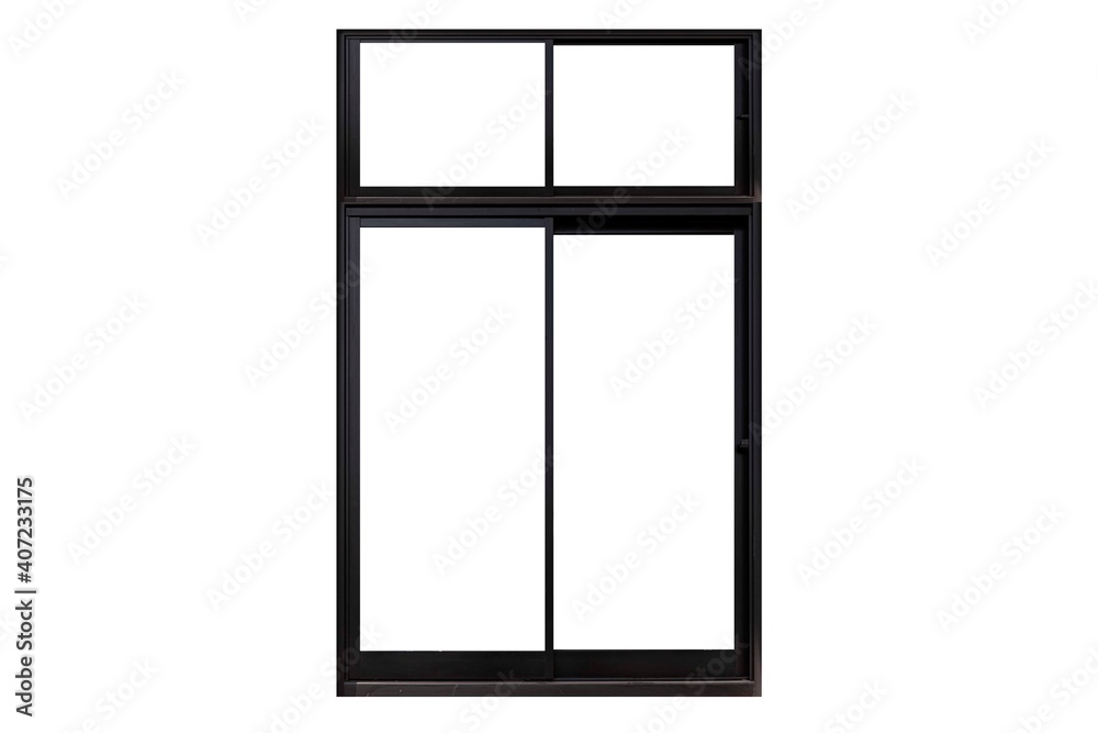 Black sliding aluminum window frame isolated on a white background Black sliding aluminum window frame isolated on a white background
