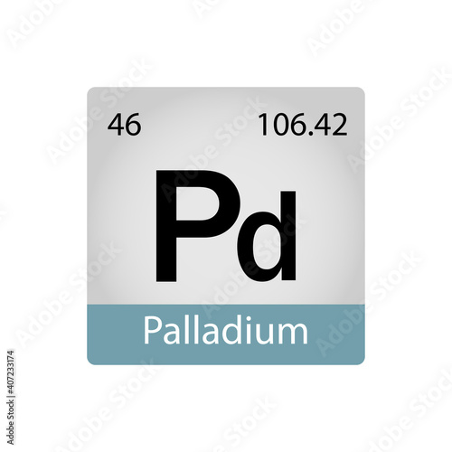 46 chemistry element. Palladium element periodic table. Chemistry concept. Vector illustration perfect for cards, posters, stickers.