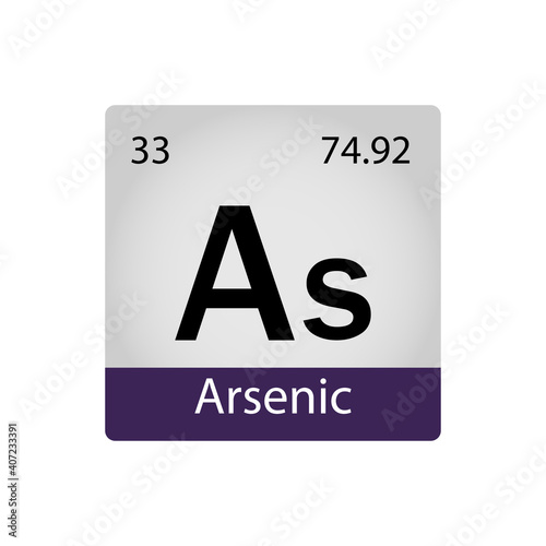 33 chemistry element. Arsenic element periodic table. Chemistry concept. Vector illustration perfect for cards, posters, stickers.